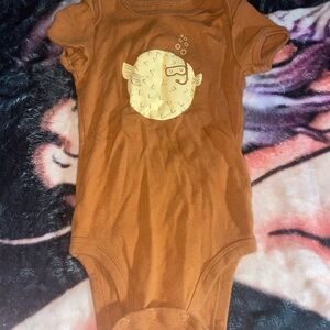 Brown Baby Onesie with Fish Design